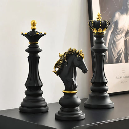 Residence Supply chess figurine sculpture for home decor, featuring detailed chess piece design in a stylish decorative piece.