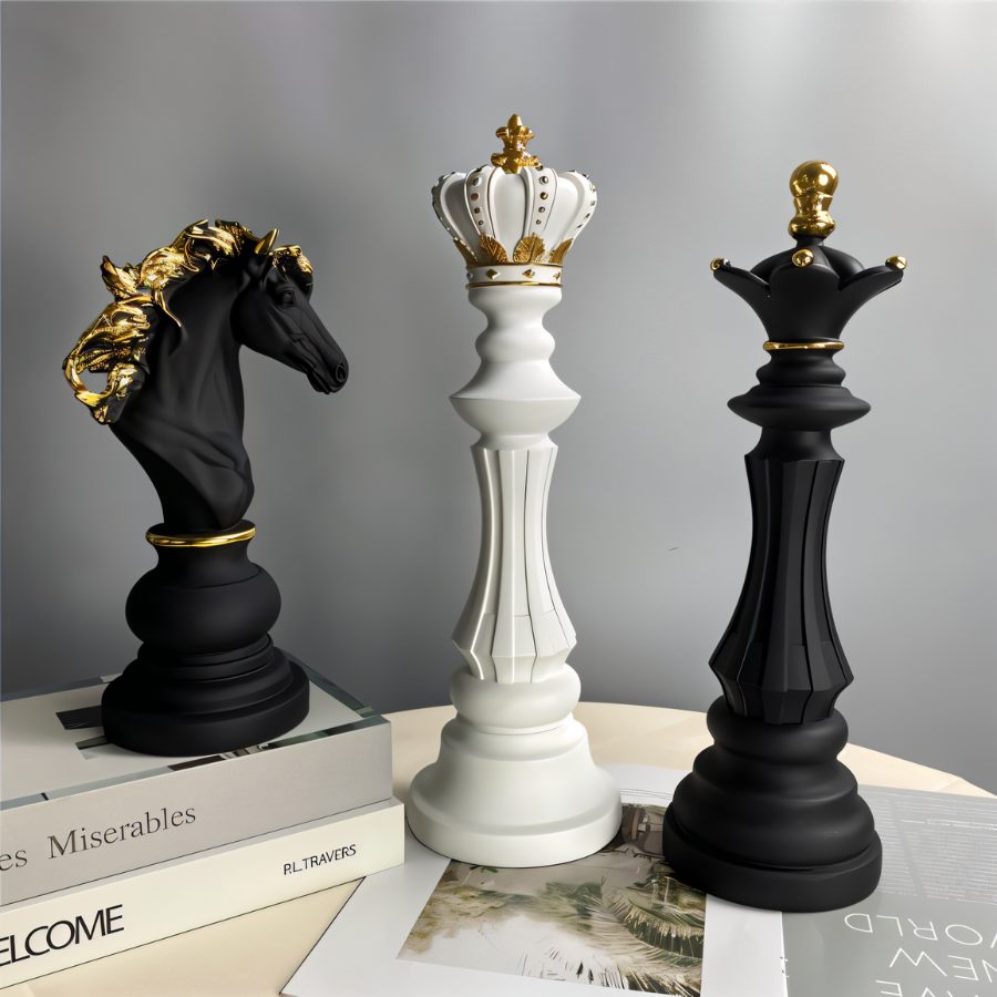 Residence Supply chess figurine sculpture, detailed chess piece decor for home and garden, decorative statue for interior or exterior.