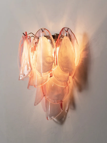 Pink Lotus Textured Glass Wall Sconce