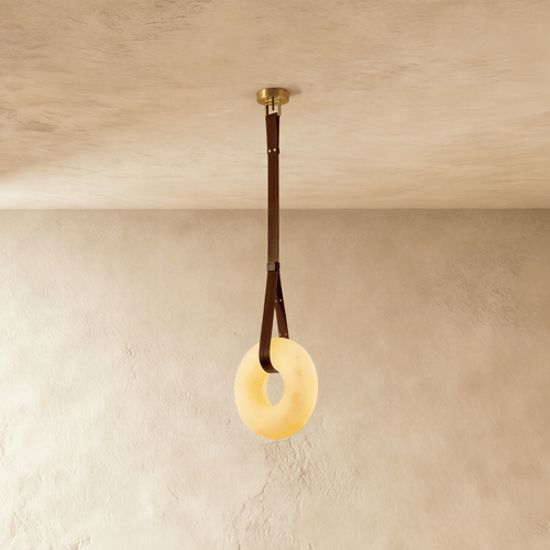 Alabaster pendant light by Residence Supply with a smooth, rounded design and warm natural stone finish.