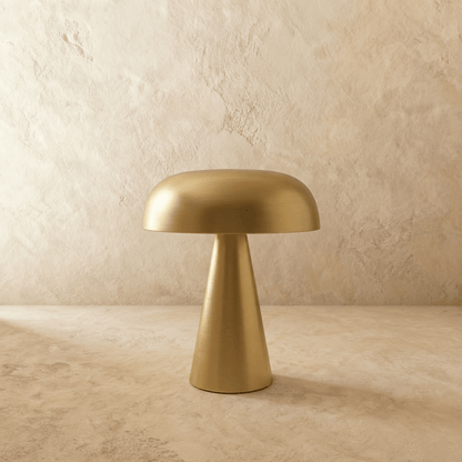 Residence Supply Como table lamp with a sleek, modern design and a white fabric lampshade on a wooden base.