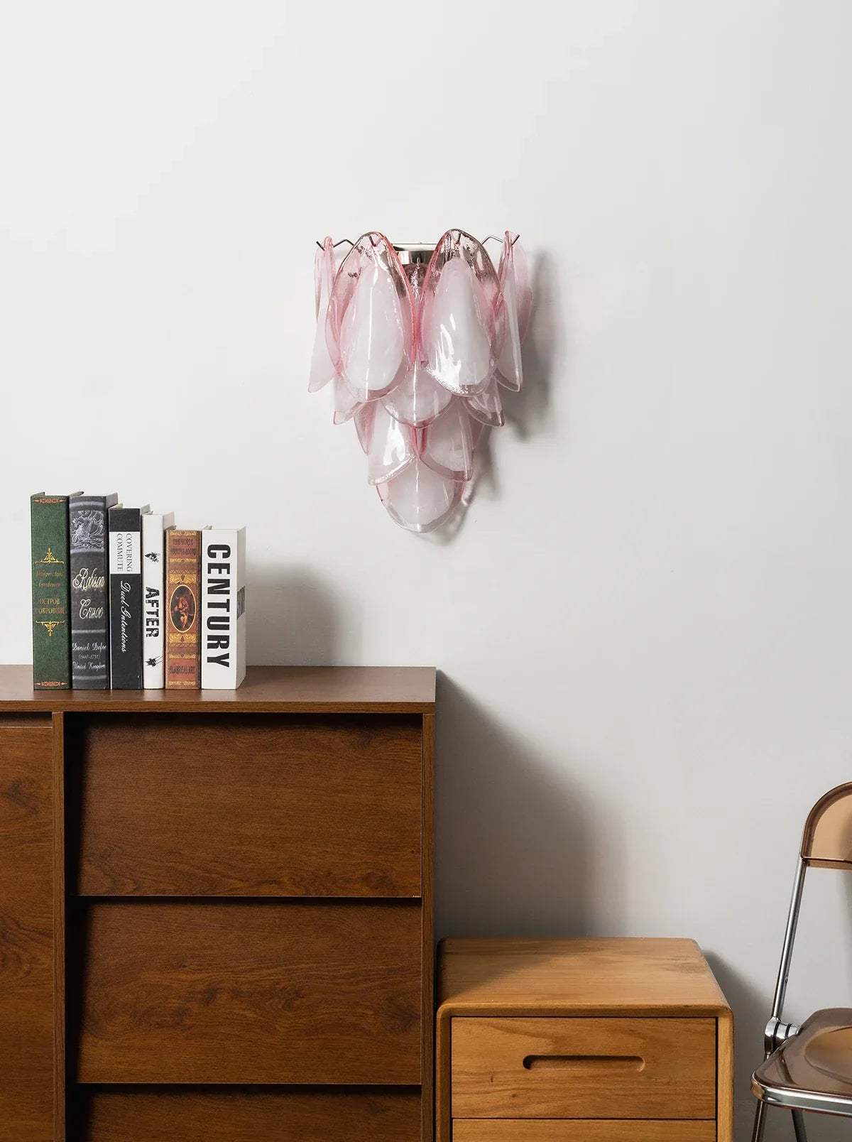 Pink Lotus Textured Glass Wall Sconce