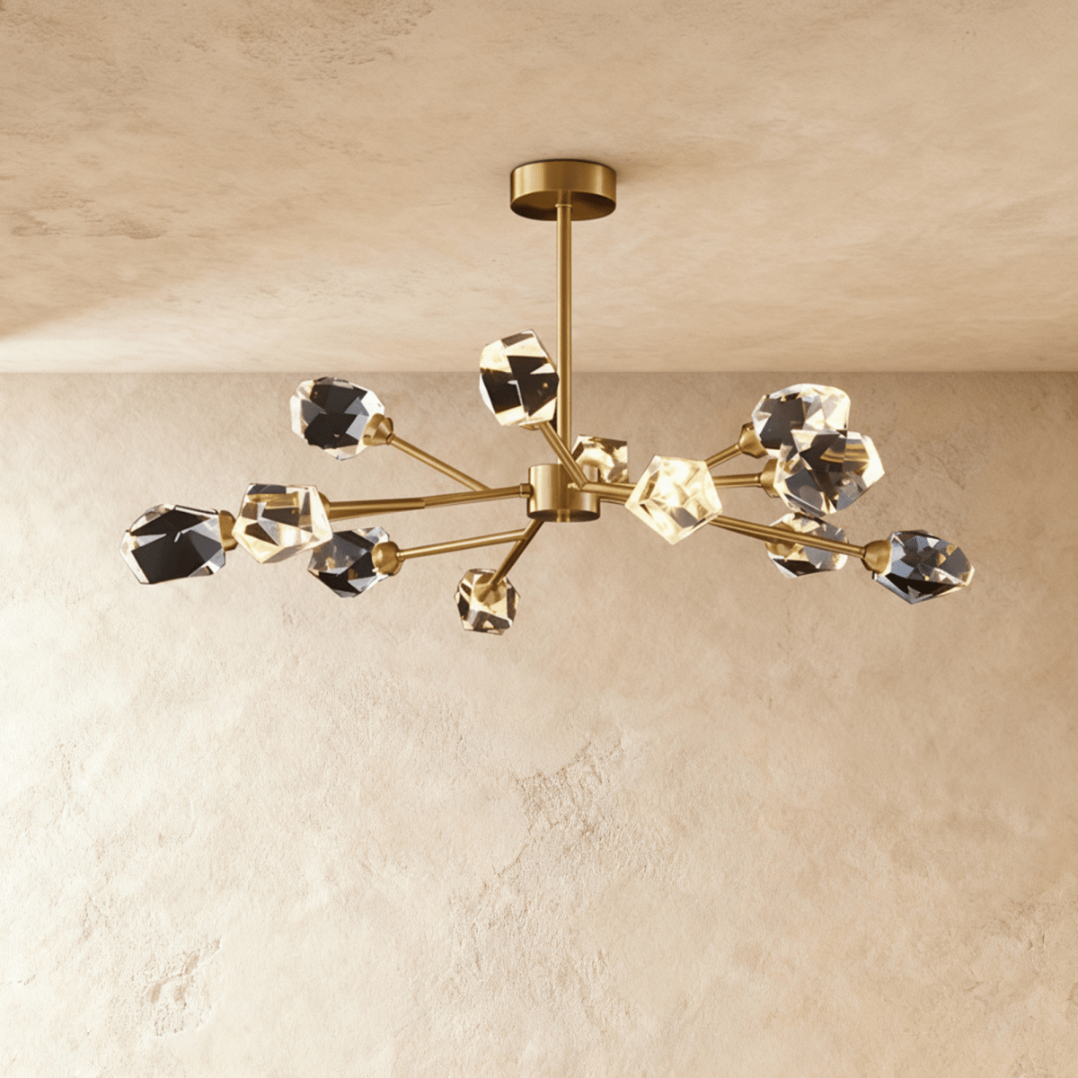 Elegant crystal chandelier from Residence Supply featuring sparkling hanging crystals and intricate metal frame design.