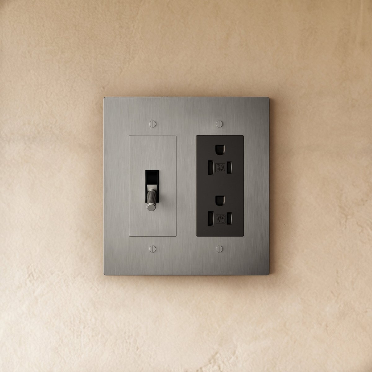Custom brass light switch by Residence Supply, featuring a vintage-style metal switch plate and toggle mechanism for DIY installation.
