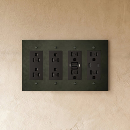 Custom brass light switch by Residence Supply with vintage-style toggle and brass finish, shown with mounting hardware.