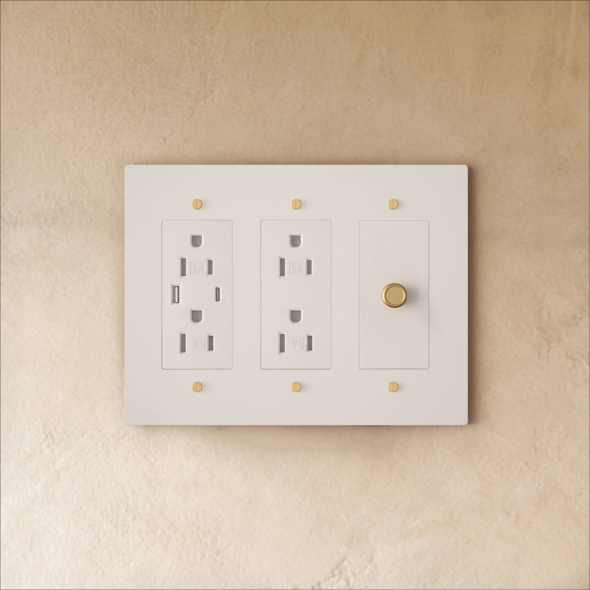 Custom brass light switch by Residence Supply, featuring a polished brass finish and vintage-style toggle design.
