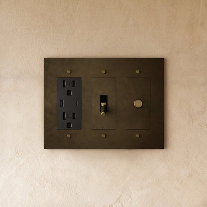 Custom brass light switch with vintage-style toggle and brass finish, designed for building your own or custom installation.