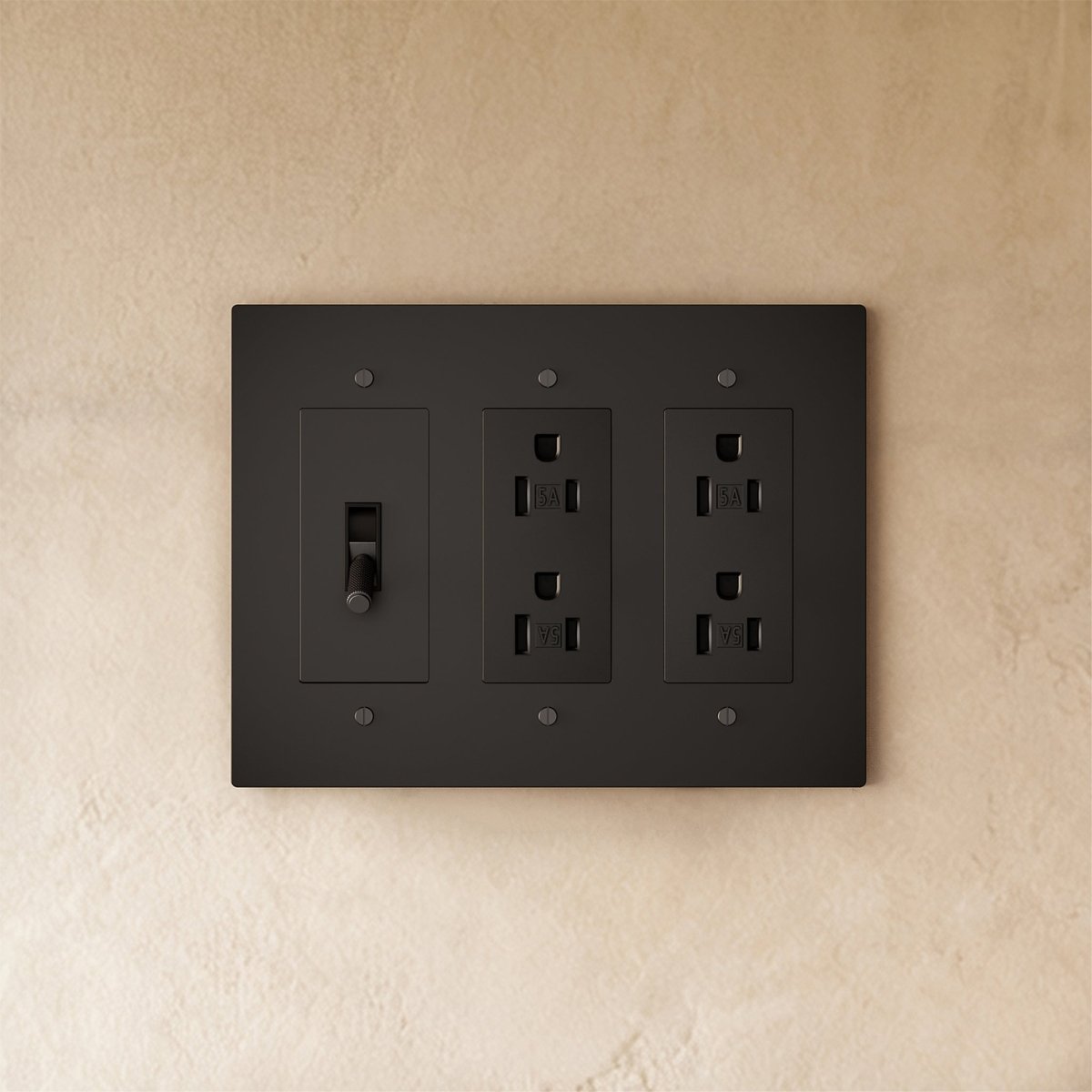 Custom brass light switch from Residence Supply, showing a sleek, vintage-style switch with brass finish and classic design details.