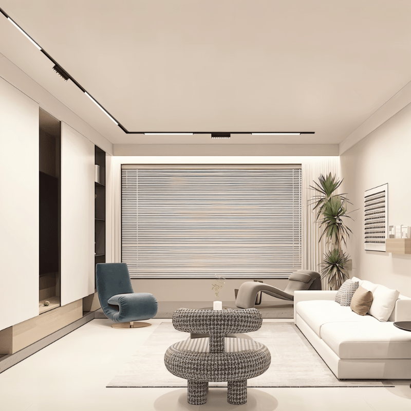 Custom Dawn Track Light System by Residence Supply with adjustable track and modern lighting fixtures for customizable illumination.