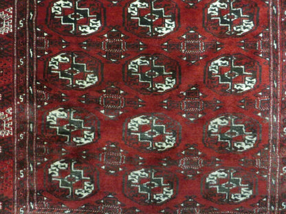 4' 5" X 5' 7" Semi Antique Handmade Afghan Yamud Turkoman Bokhara Wool Rug - Nuvé