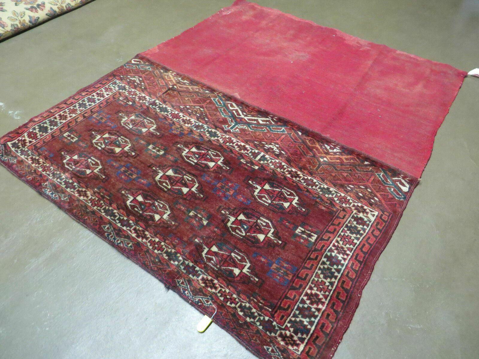 2.5' X 4' Antique Handmade Bokhara Turkoman Yamud Wool Rug Kilim Backing NICE - Nuvé