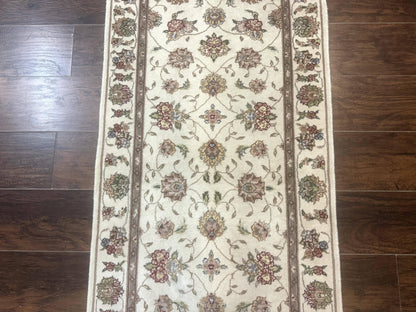 Pak Persian Runner Rug 2.6 x 8ft, Oriental Carpet for Hallway or Kitchen, Handmade, Wool and Silk Highlights - Nuvé