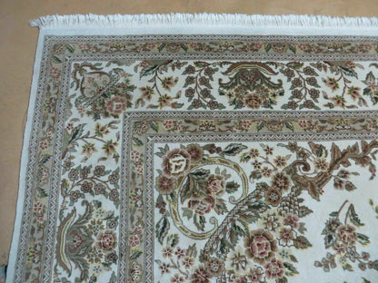 8' X 10' Handmade Chinese Floral Oriental Wool Silk Accent Rug Ivory Organic - Nuvé