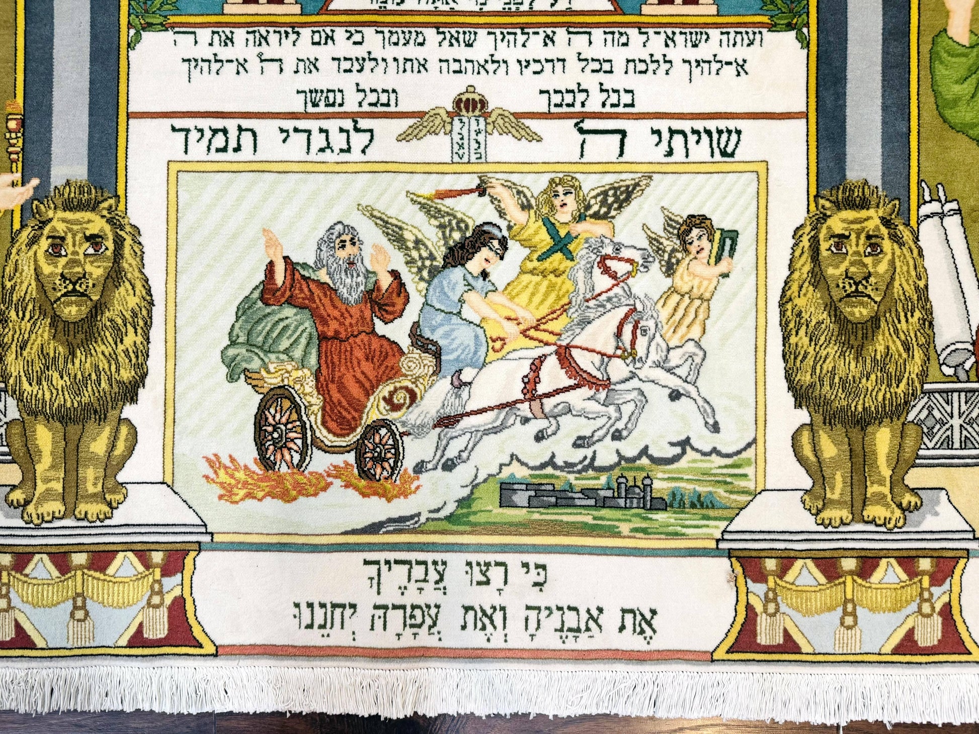 Persian Tabriz Jewish Pictorial Rug  - Biblical Scenes, Kork Wool - Nuvé