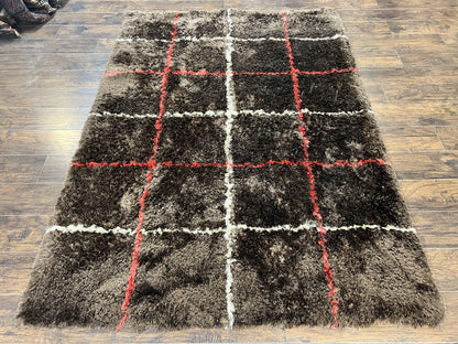 Shag Rug 6x8, Brown, Panel Design - Nuvé
