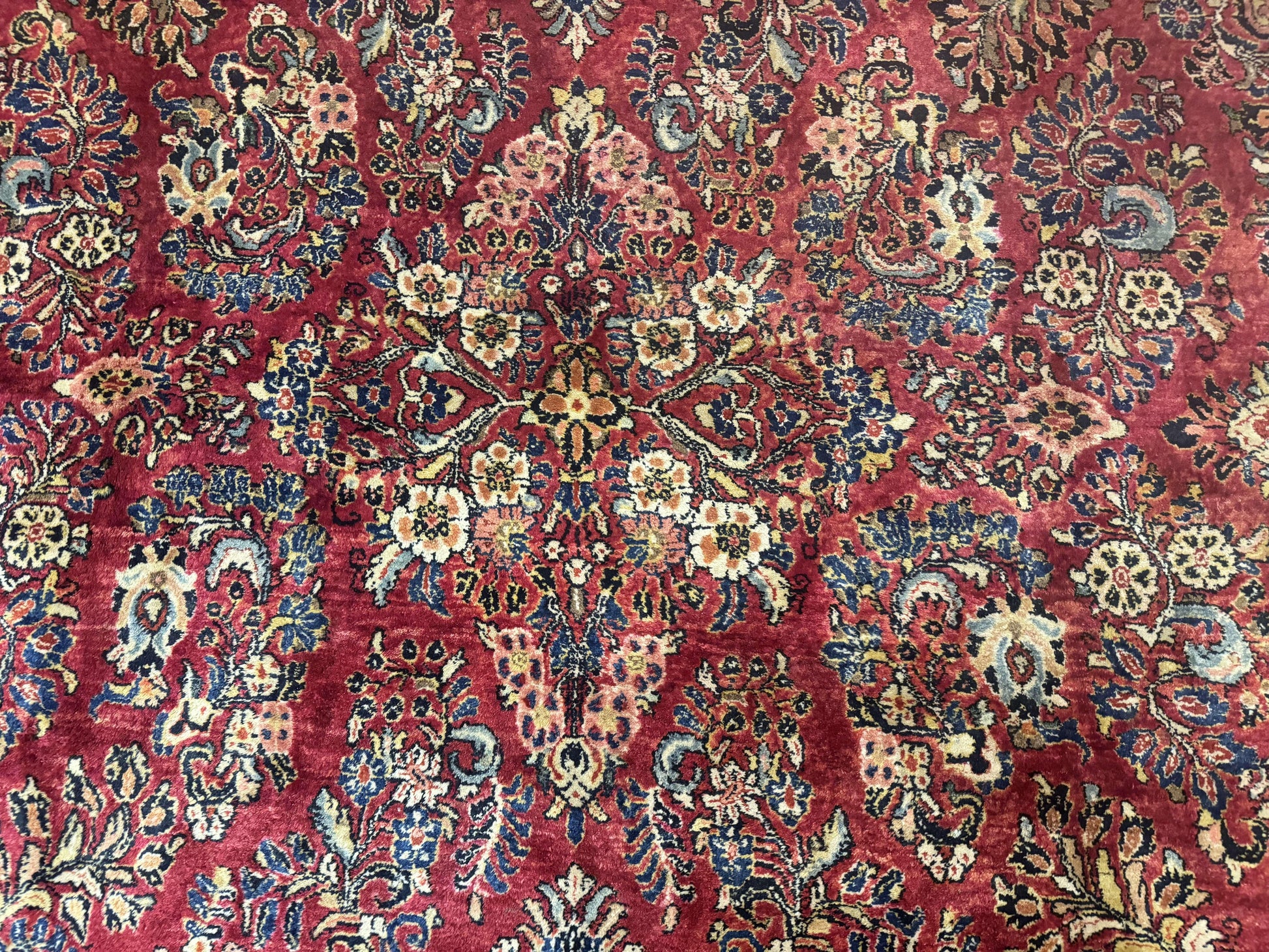 Persian Sarouk Rug 10x18, Palace Size Antique Persian Carpet, Wool, Red, Floral, Handmade Traditional Persian Rug, Extra Large Rug - Nuvé