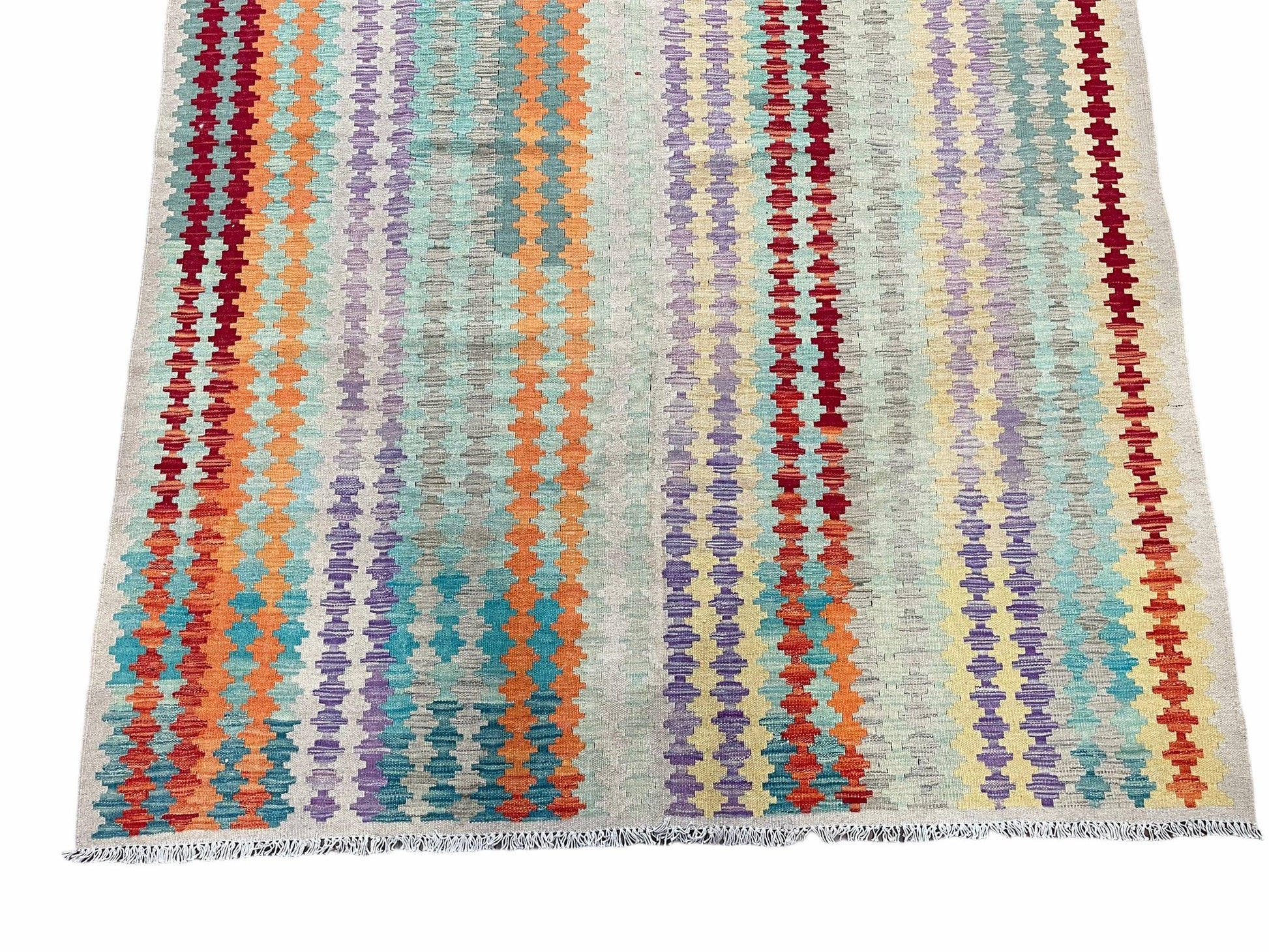 Colorful Kilim Rug 6x8 Multicolor Turkish Kilim Rug 6 x 8 Flat Weave Kilim Playful Anatolian Kilim Wool Kilim New Rug - Nuvé