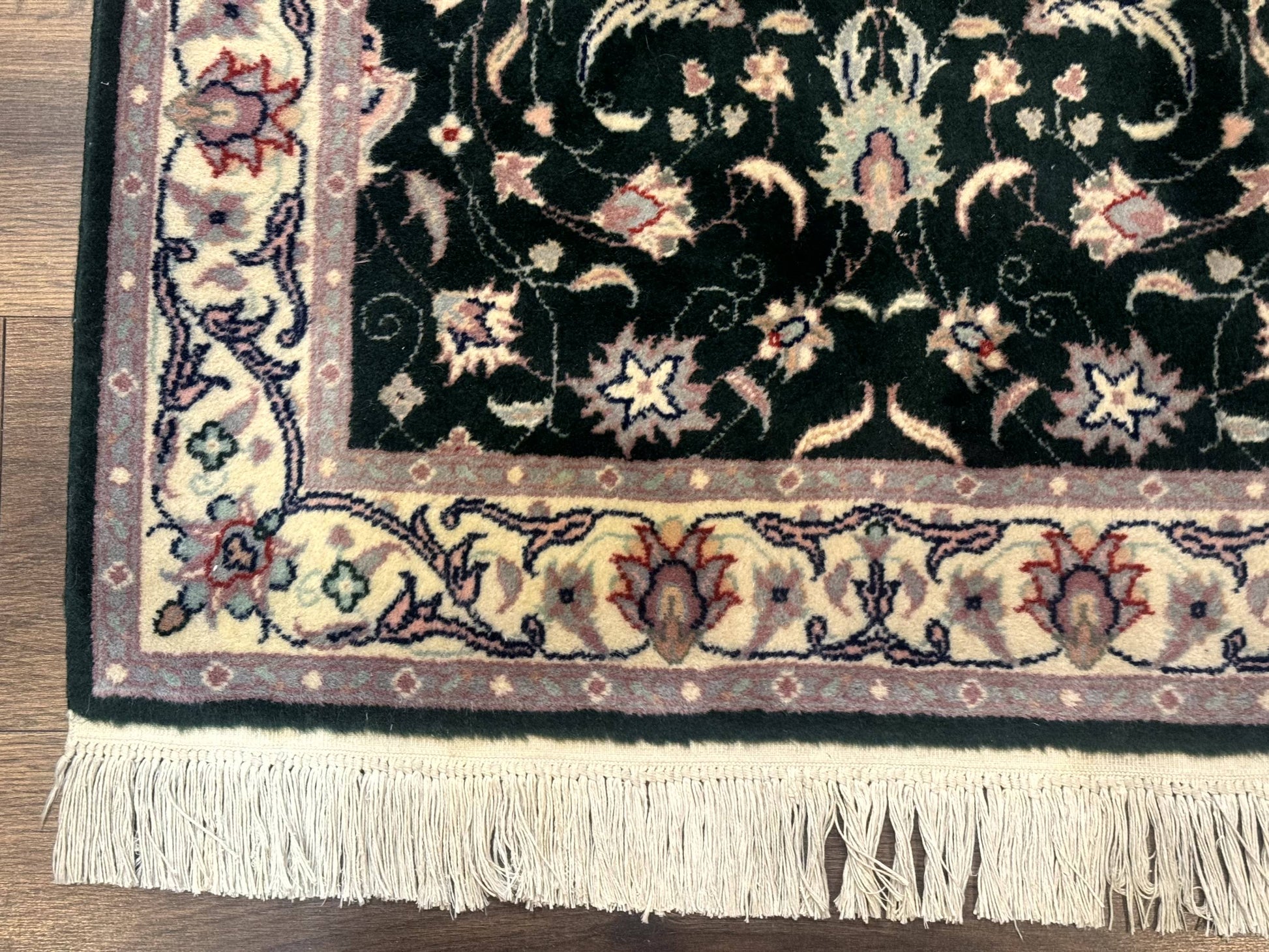 Pak Persian Runner Rug 2.6 x 10, Dark Green and Beige, Floral Allover - Nuvé