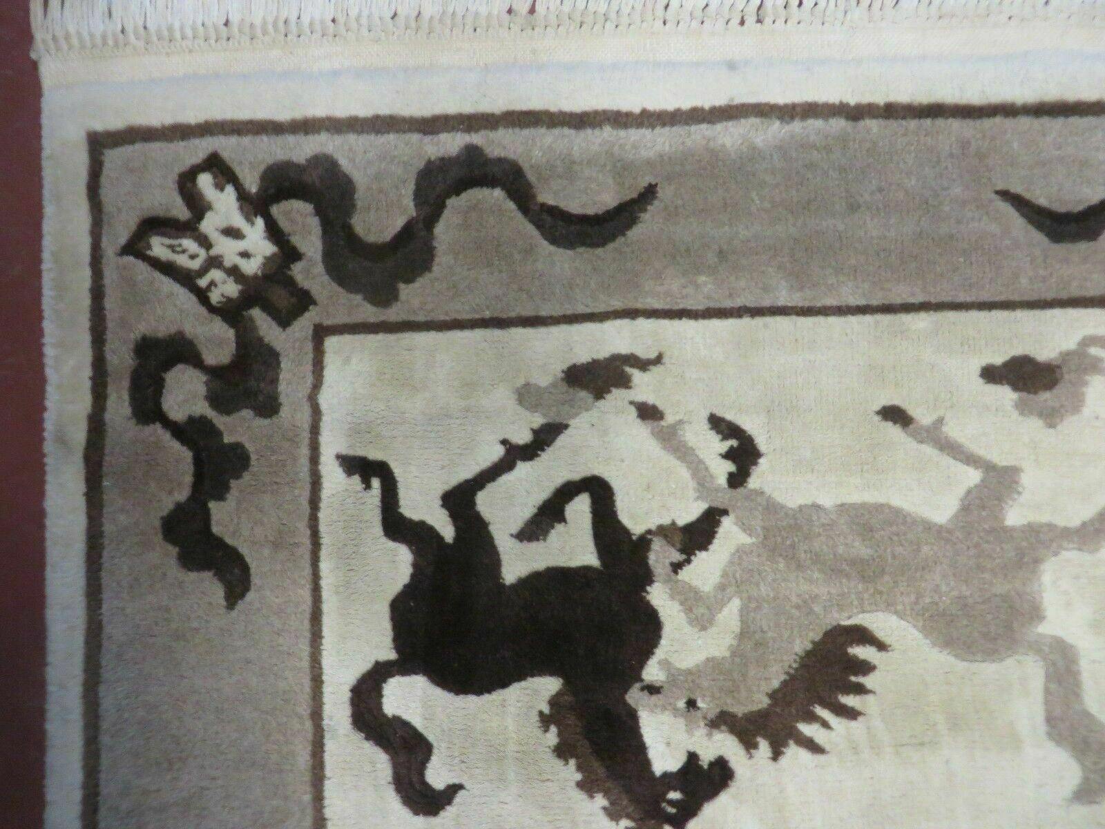 4' X 6' Modern Tibetan Nepal Art Deco Chinese Hand Knotted Wool Rug Horses Nice - Nuvé