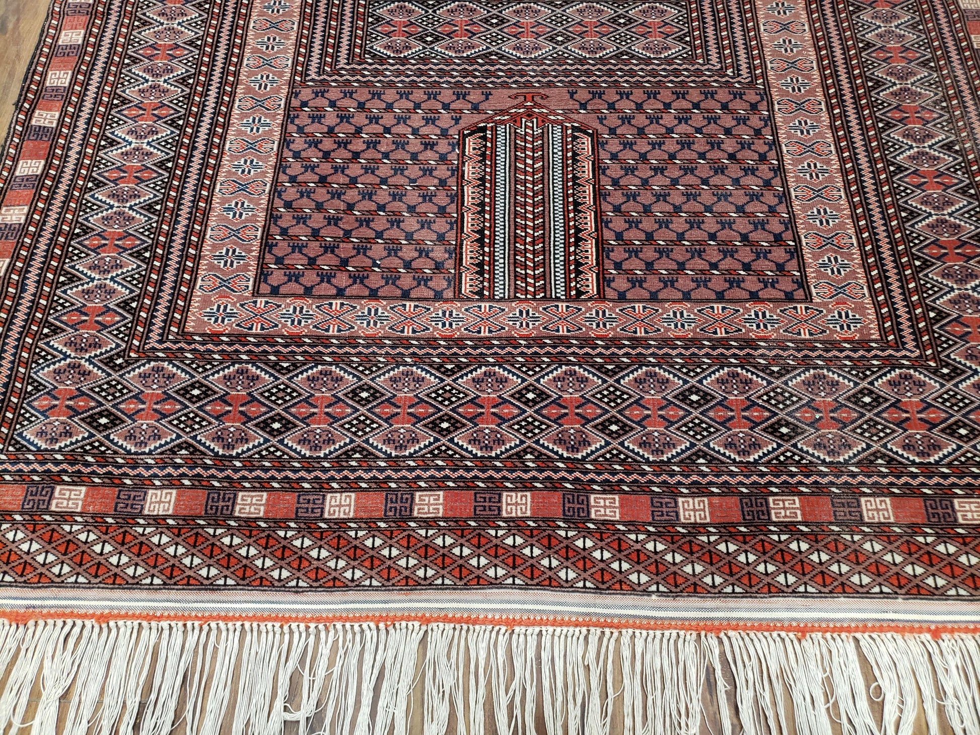 Vintage Turkoman Bokhara Rug 4x6, Four Seasons Pakistan Bukhara Turkmen Engsi Yamud Carpet, Fine Tribal Rug, Wool, Hand-Knotted, Brown, Nice - Nuvé