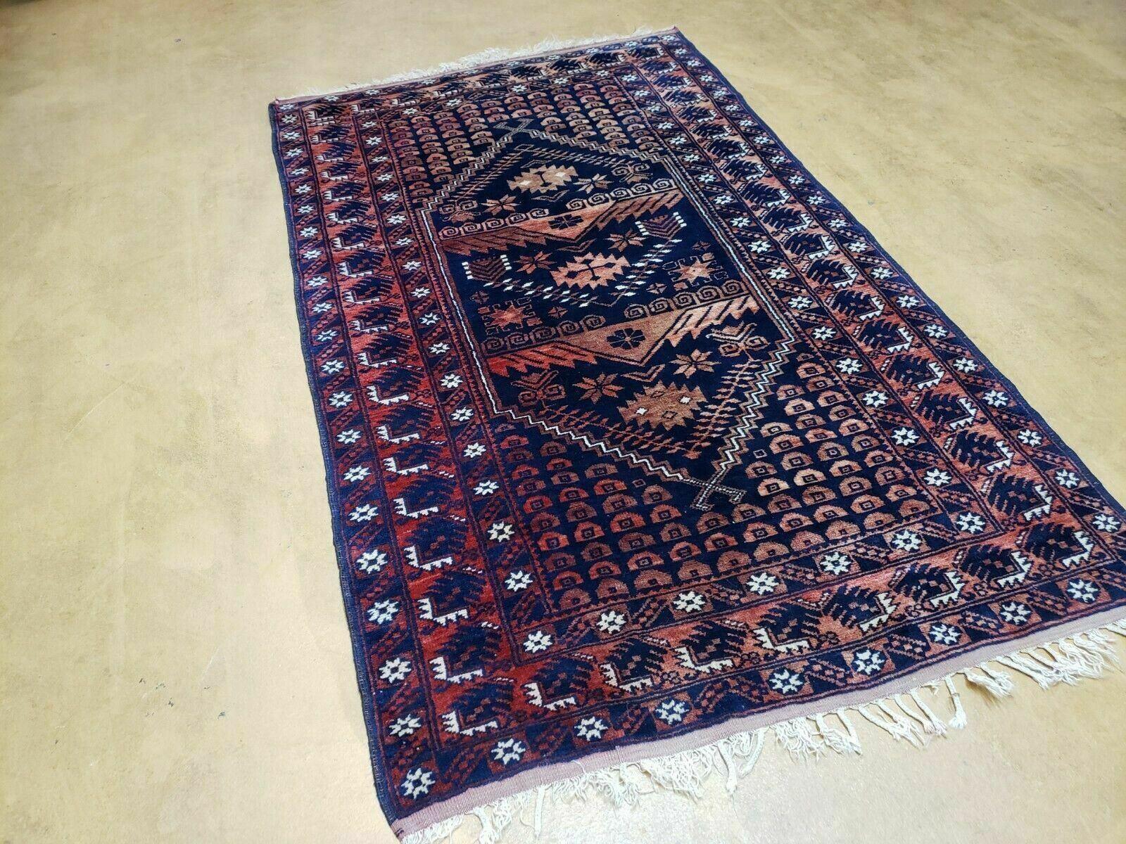 3' 4" X 5' 6" Vintage Handmade Pakistan Balouchi Balouch Tribal Wool Rug Nice - Nuvé