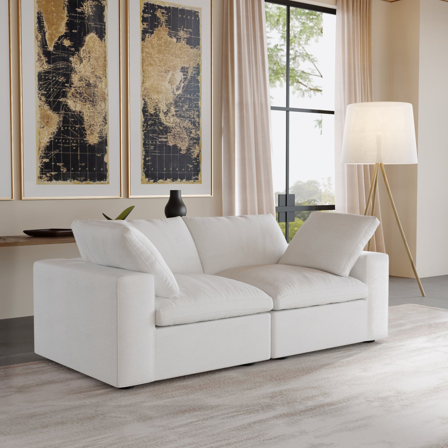Nuvé® Solace Modular Bouclé Cloud Sofa - Snow White - 2-Seater Sofa - Nuvé