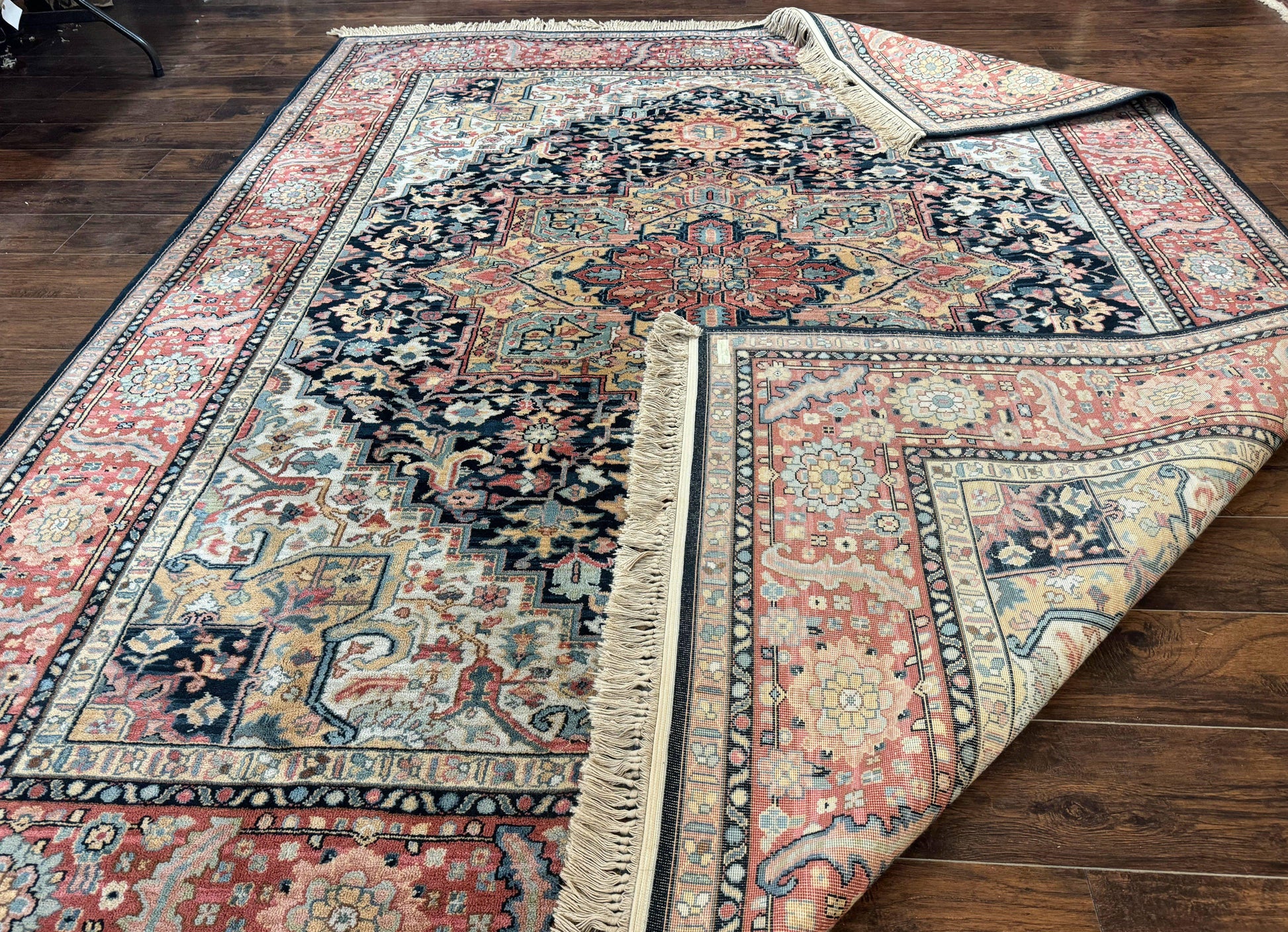 Karastan Navy Heriz #700/701 Rug, 8.8 x 10.6 Karastan Carpet, Wool Pile, Discontinued Vintage Karastan Rug, Original 700 Series, Geometric - Nuvé
