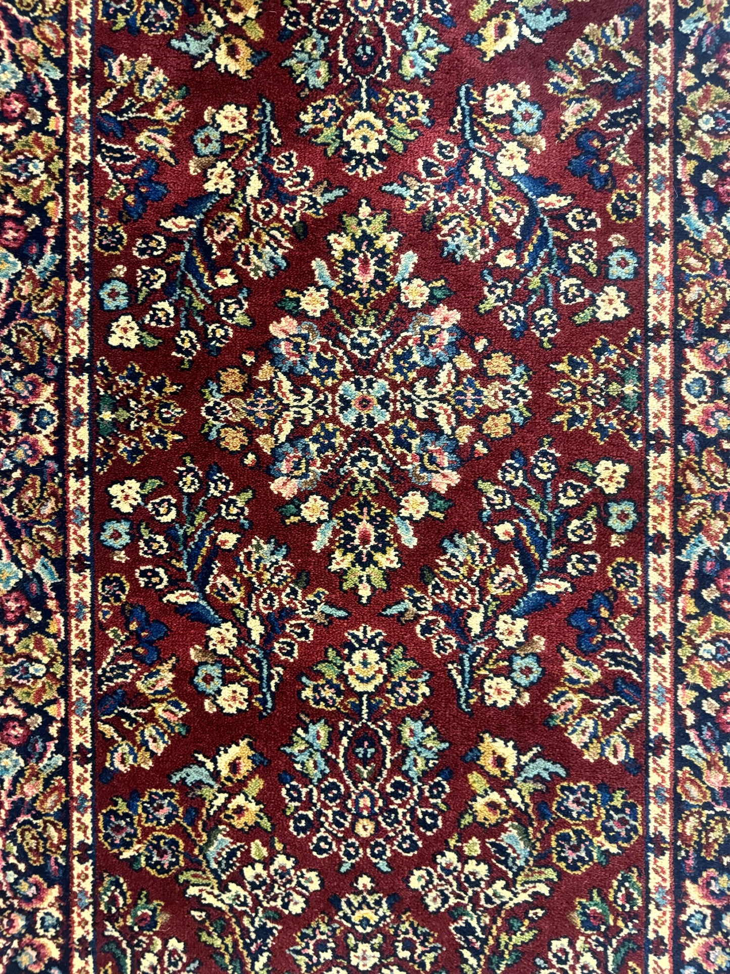 Small Karastan Rug 2.6 x 4 Red Sarouk #785, Karastan Wool Pile Rug, Original 700 Series, Discontinued Vintage Karastan Carpet - Nuvé