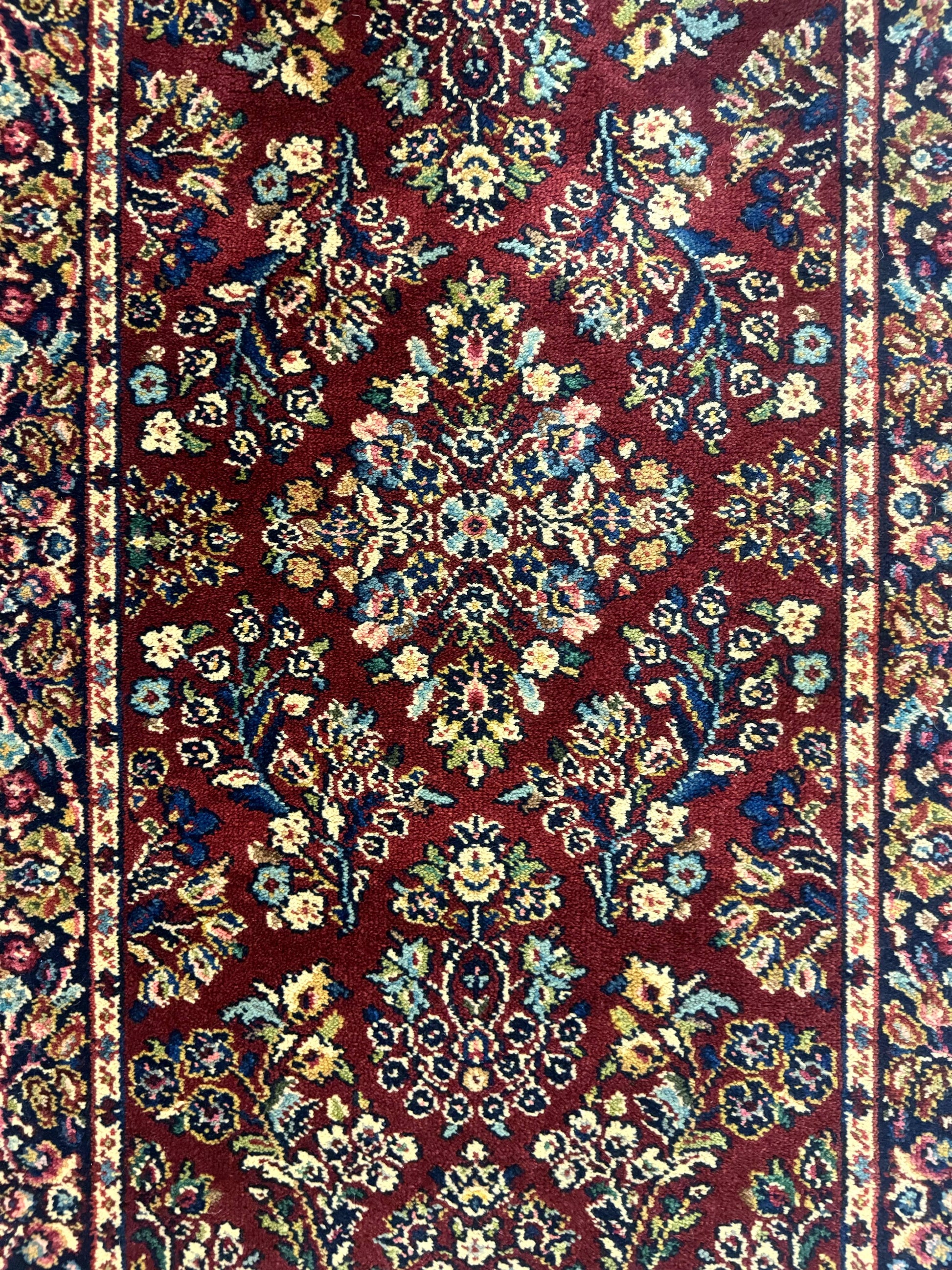 Small Karastan Rug 2.6 x 4 Red Sarouk #785, Karastan Wool Pile Rug, Original 700 Series, Discontinued Vintage Karastan Carpet - Nuvé