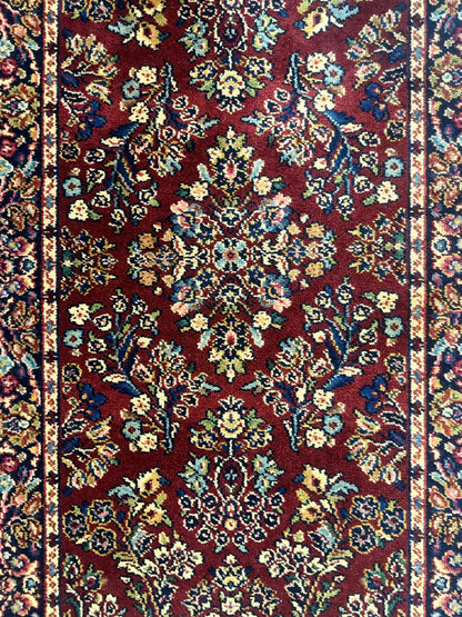 Small Karastan Rug 2.6 x 4 Red Sarouk #785, Karastan Wool Pile Rug, Original 700 Series, Discontinued Vintage Karastan Carpet - Nuvé