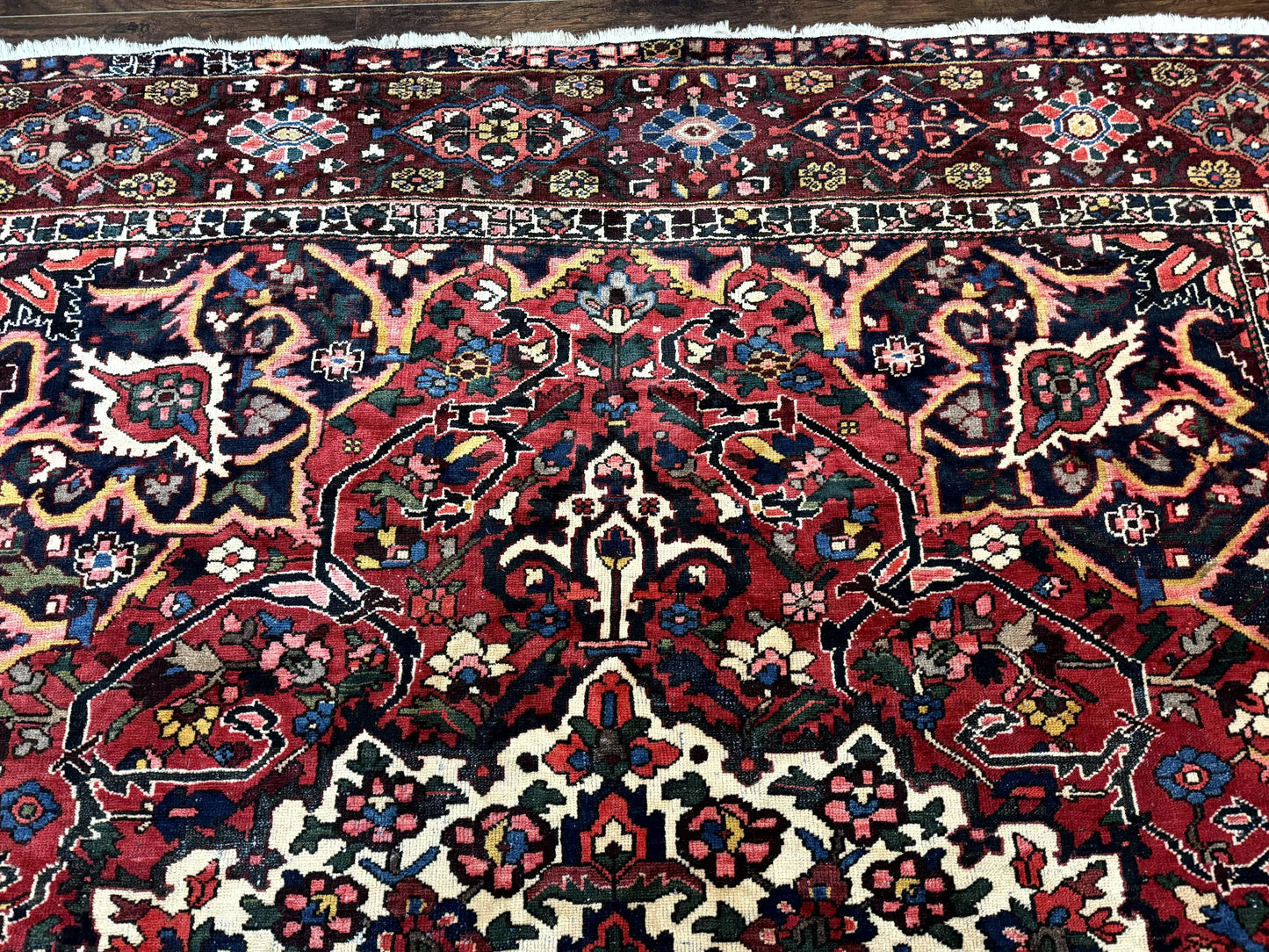Rare Persian Bakhtiari Rug 10x13, Red, Semi Antique, Large Persian Carpet, Handmade - Nuvé