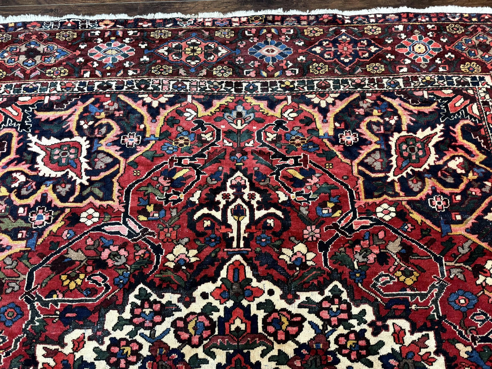 Rare Persian Bakhtiari Rug 10x13, Red, Semi Antique, Large Persian Carpet, Handmade - Nuvé
