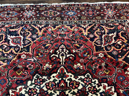 Rare Persian Bakhtiari Rug 10x13, Red, Semi Antique, Large Persian Carpet, Handmade - Nuvé