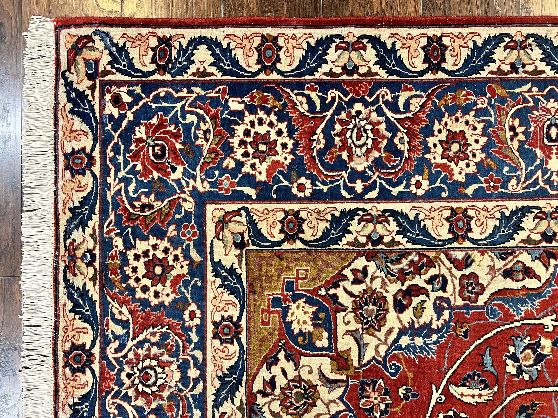 Red Persian Isfahan Rug 7x10 - Antique, Floral Medallion - Nuvé