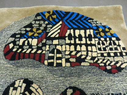 3' X 4' Vintage Hand Crafted Israel Wool Rug Carpet Wall Hanging Signed Hebrew - Nuvé
