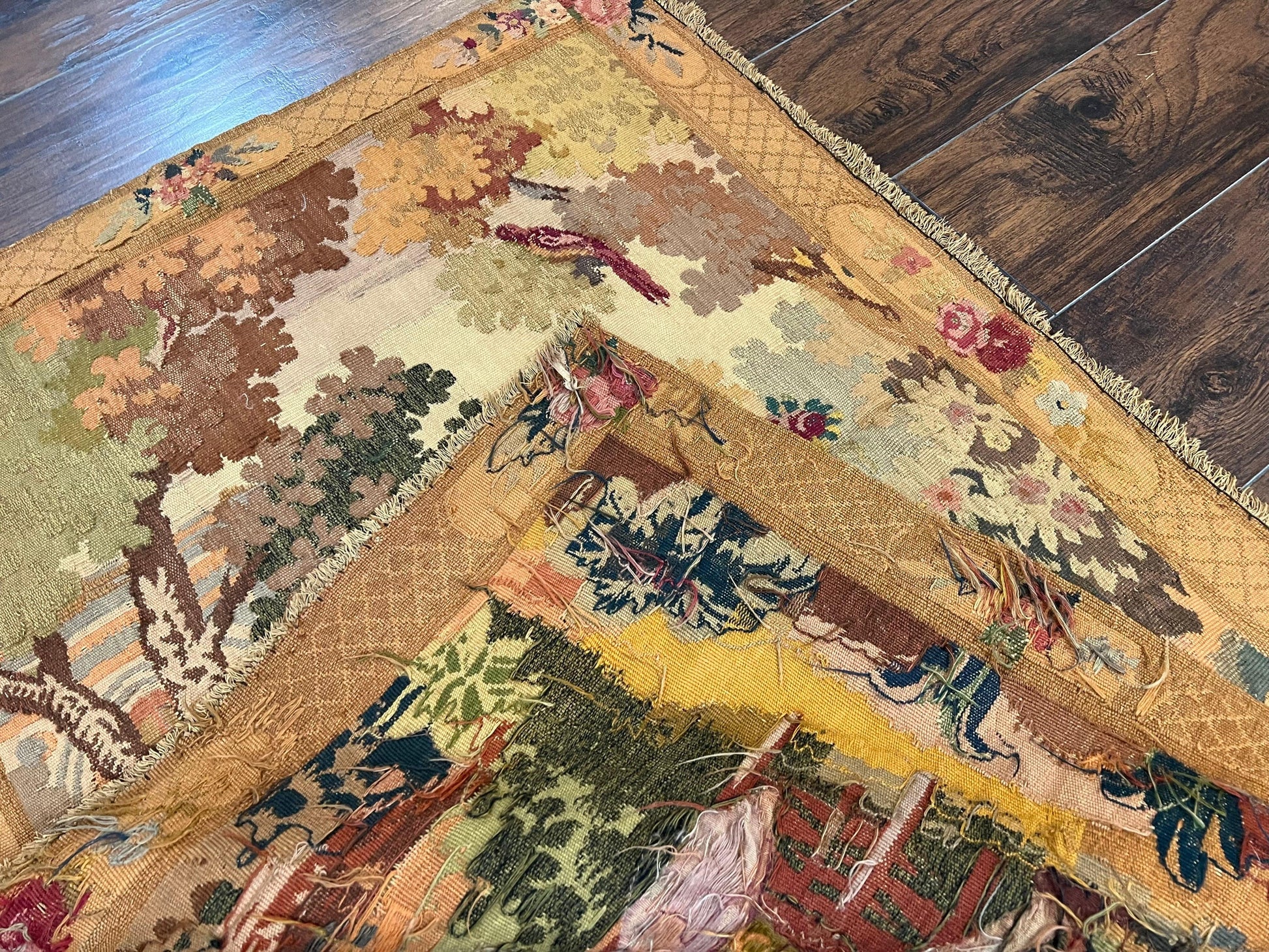 Antique Tapestry 3x4, European French Tapestry, Hand Loomed Victorian Tapestry, Vintage Wool Tapestry 3 x 4 ft - Nuvé