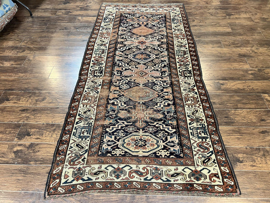 Antique Persian Tribal Runner Rug 4.6 x 9.8, Kurdish Runner, Rug for Hallway or Kitchen, 1920s Carpet, Wool Handmade Rug - Nuvé