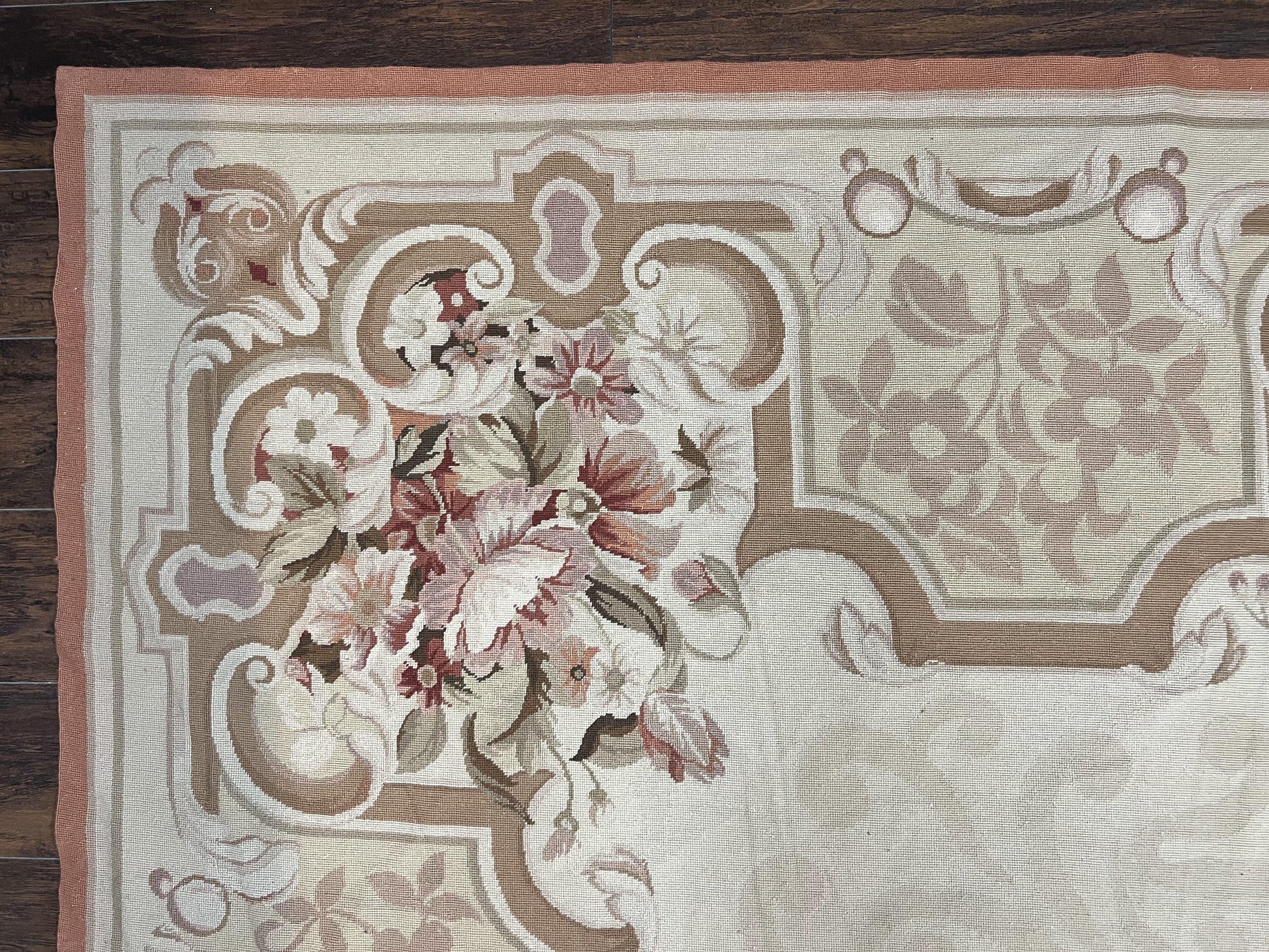 10x14 Aubusson Rug, Wool Handmade Vintage Carpet, French European Design, Elegant - Nuvé