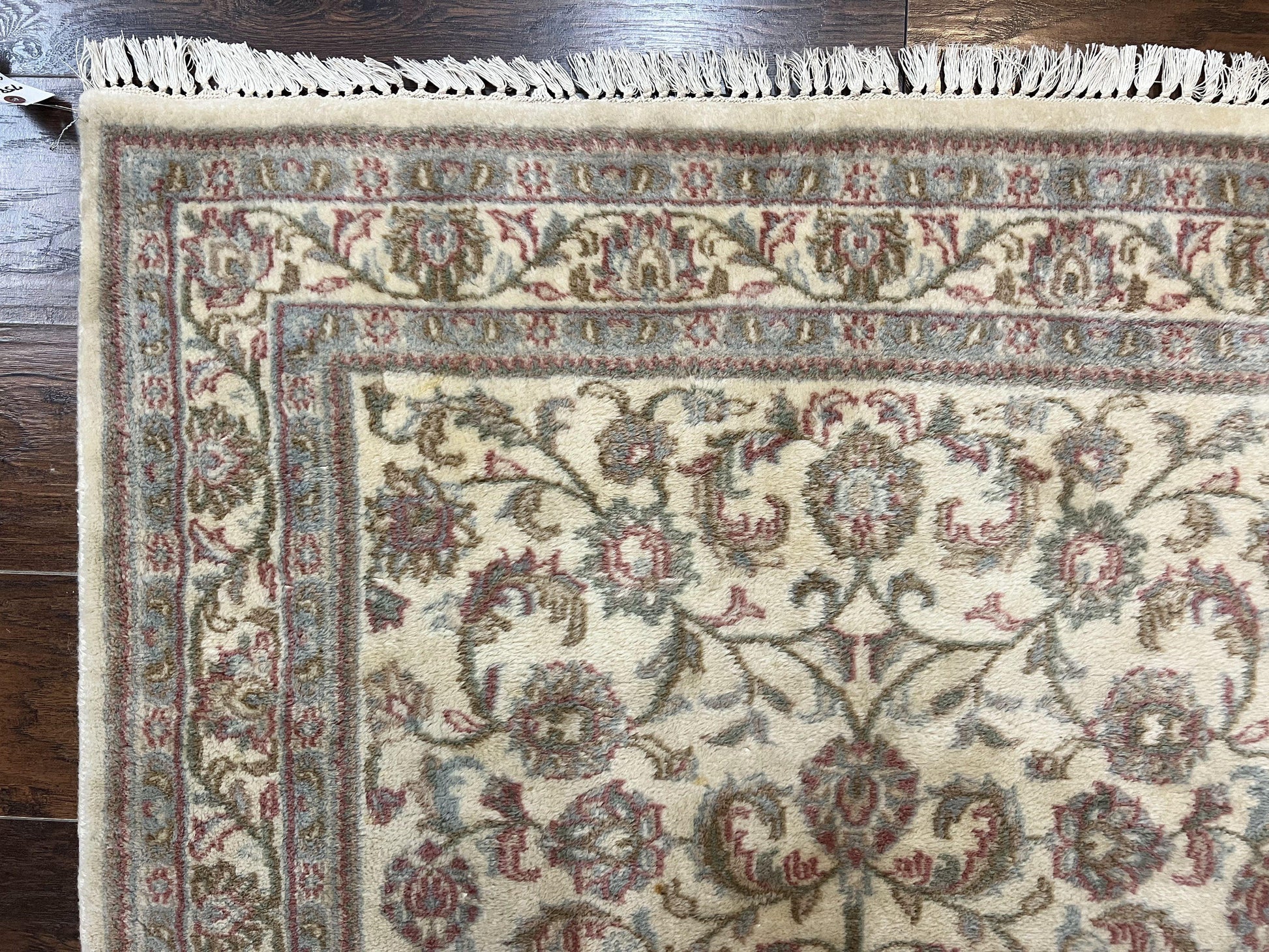 Indo Persian Rug 4x6, Vintage Handmade Wool Carpet, Floral Allover Pattern, Beige, Pair B - Nuvé