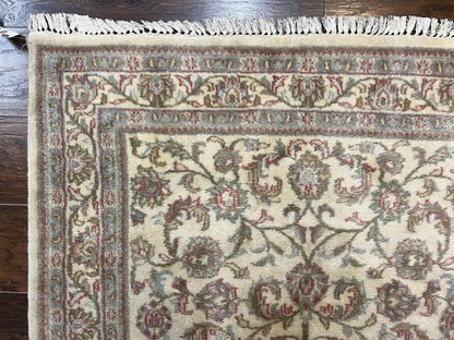 Indo Persian Rug 4x6, Vintage Handmade Wool Carpet, Floral Allover Pattern, Beige, Pair B - Nuvé