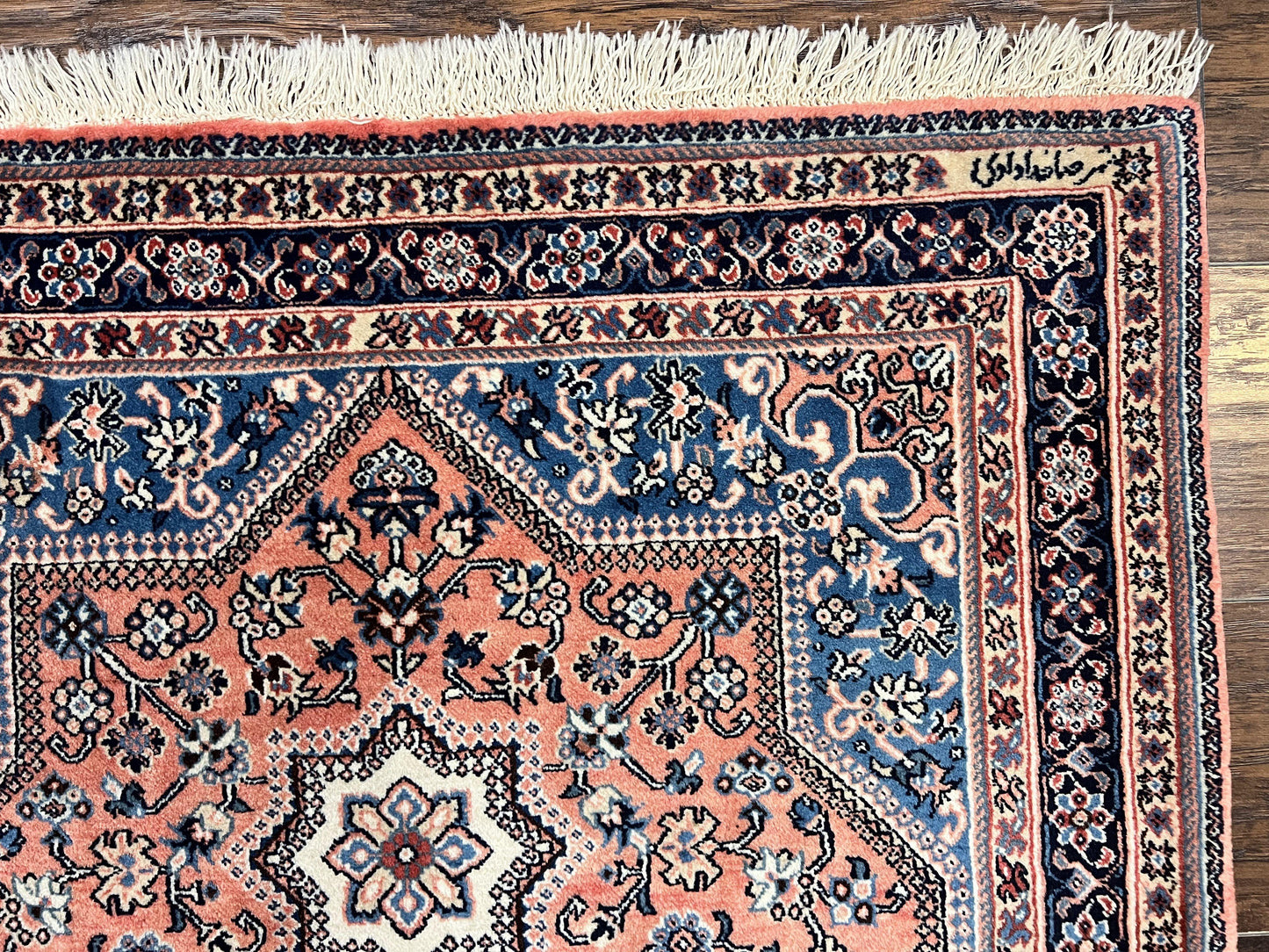 Persian Shiraz Rug 3x5, Geometric Tribal Rug, Wool Hand Knotted Vintage Carpet, Light Red & Blue, Signed by Masterweaver - Nuvé