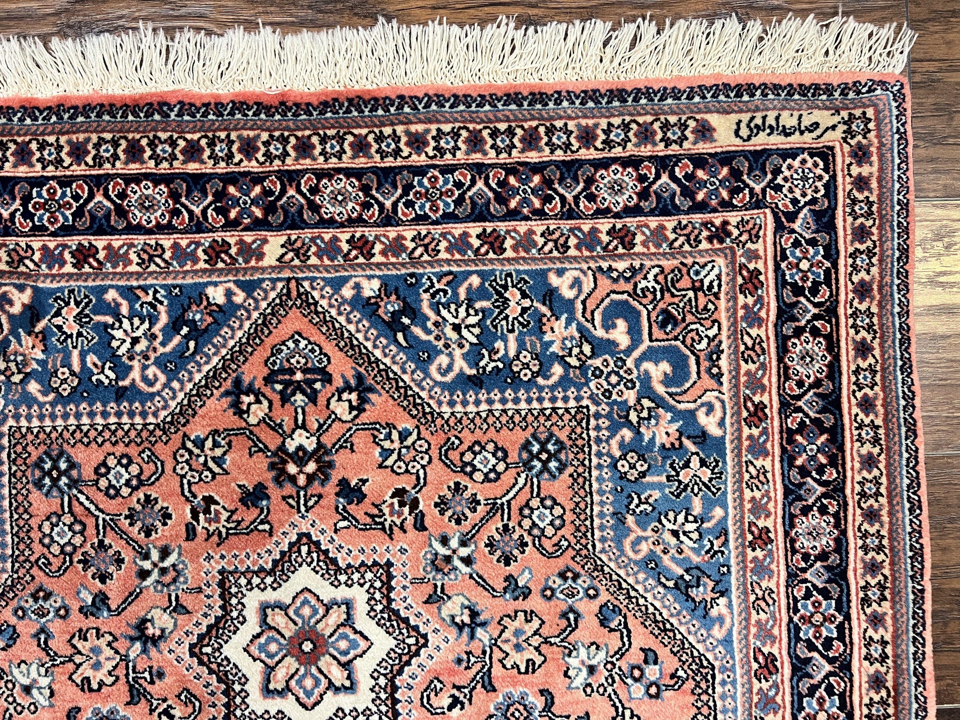 Persian Shiraz Rug 3x5, Geometric Tribal Rug, Wool Hand Knotted Vintage Carpet, Light Red & Blue, Signed by Masterweaver - Nuvé
