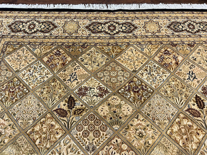 Pak Persian Rug 8x10, Multipanel Kirman Design, Wool Hand Knotted Vintage Carpet, Fine Weave Oriental Rug 8 x 10 - Nuvé