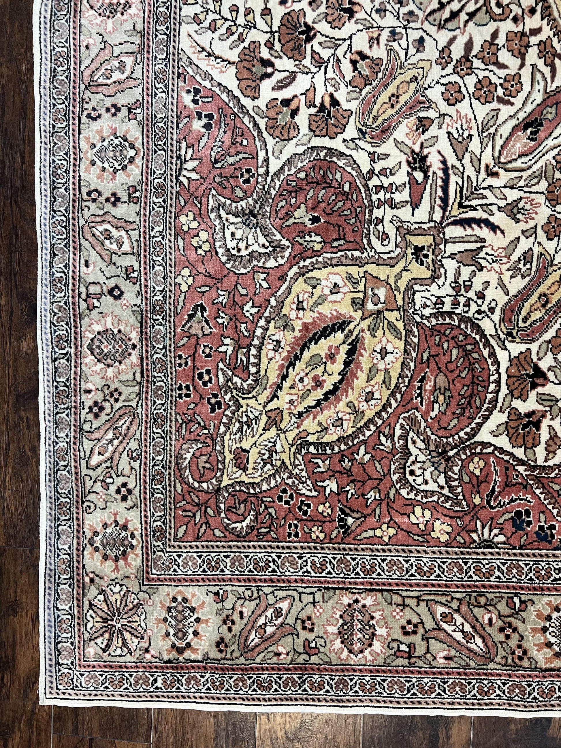 Turkish Sivas Rug 9x12, Handmade Vintage Wool Carpet, Cream Ivory - Nuvé