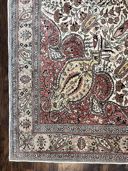 Turkish Sivas Rug 9x12, Handmade Vintage Wool Carpet, Cream Ivory - Nuvé