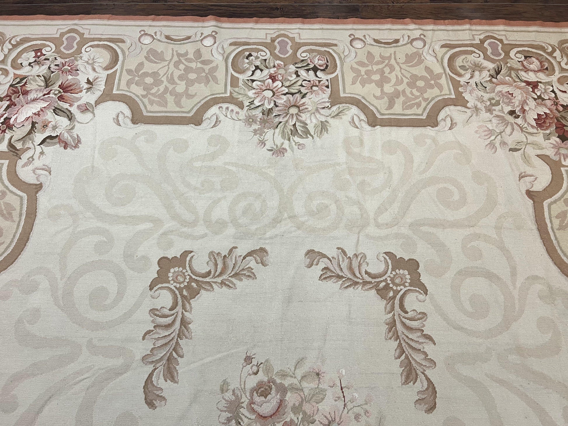 10x14 Aubusson Rug, Wool Handmade Vintage Carpet, French European Design, Elegant - Nuvé