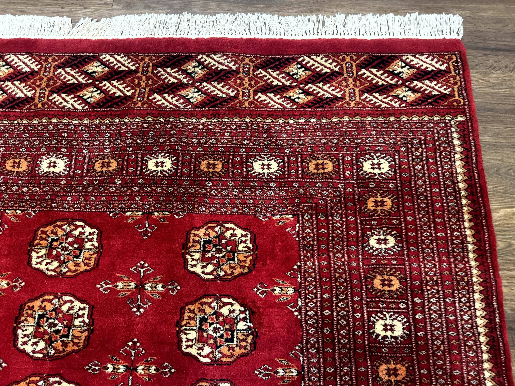 Red Turkoman Bokhara Rug 8x11, Pakistani Turkmen Carpet, Vintage Traditional Area Rug - Nuvé