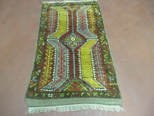 Small Turkish Yastik Rug 1.9 x 2.10, Antique Handmade Oushak Carpet - Nuvé