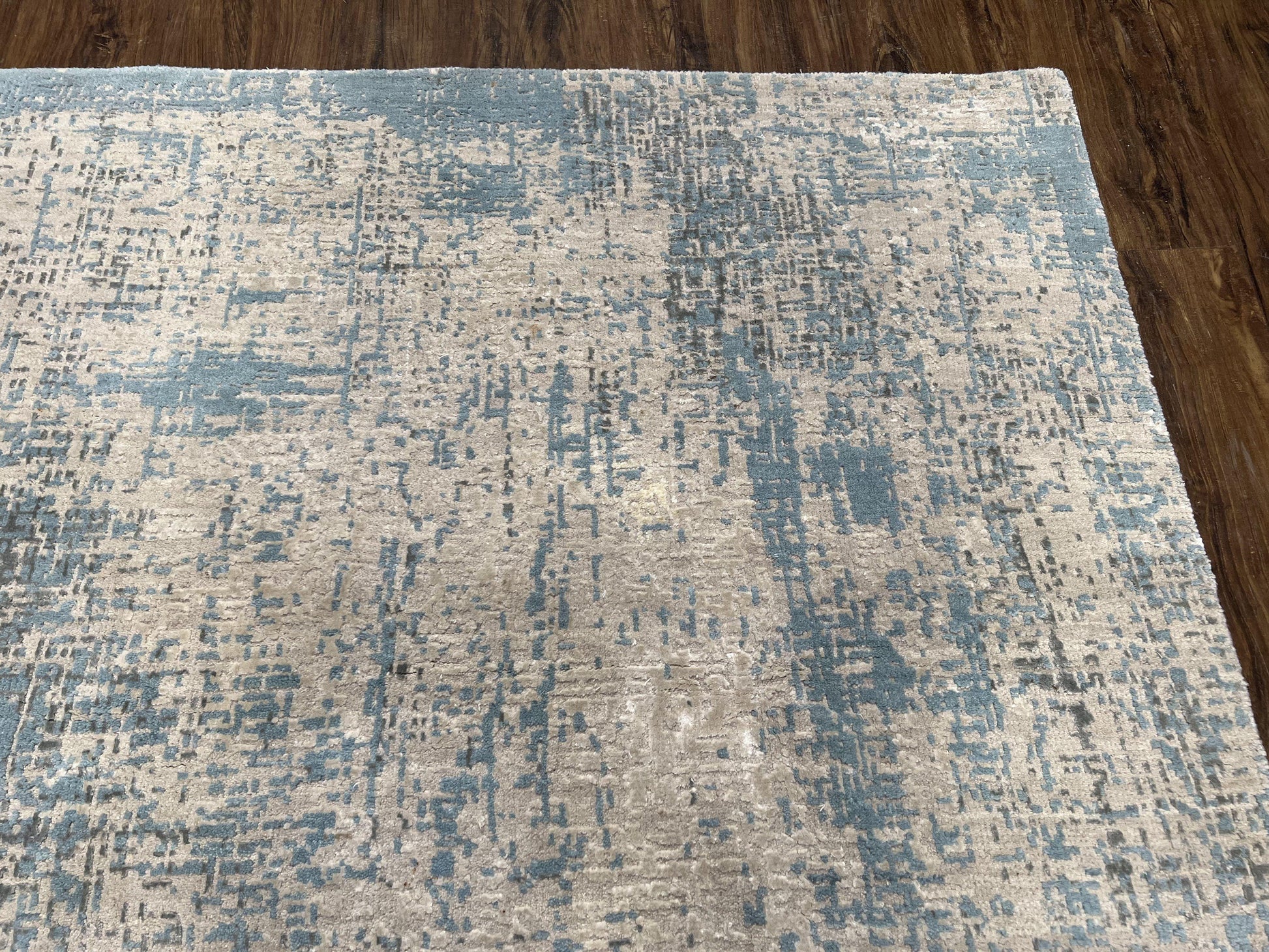 Modern Tibetan Rug 5x8 ft Light Blue and Gray Carpet, Contemporary Wool Rug, Handmade Nepali Rug, Raised Pattern, Tibet Area Rug, Nepal Rug - Nuvé
