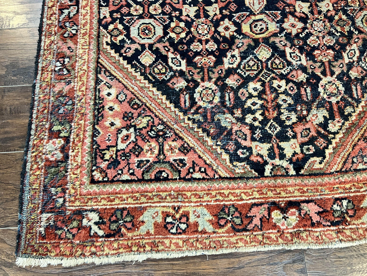 Antique Persian Mahal Rug 4x7, Wool Hand Knotted Tribal Geometric Carpet - Nuvé
